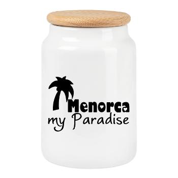 Menorca Paradise - Cookie Jar with Wooden Lid - white - Front