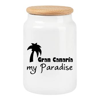 Gran Canaria Paradise - Cookie Jar with Wooden Lid - white - Front