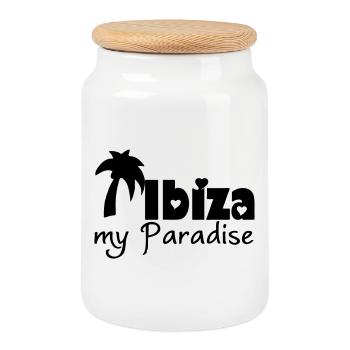 Ibiza Paradise - Cookie Jar with Wooden Lid - white - Front