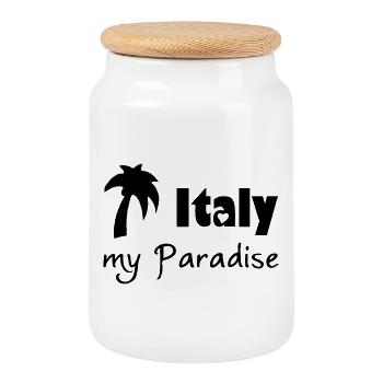 Italy Paradise - Cookie Jar with Wooden Lid - white - Front