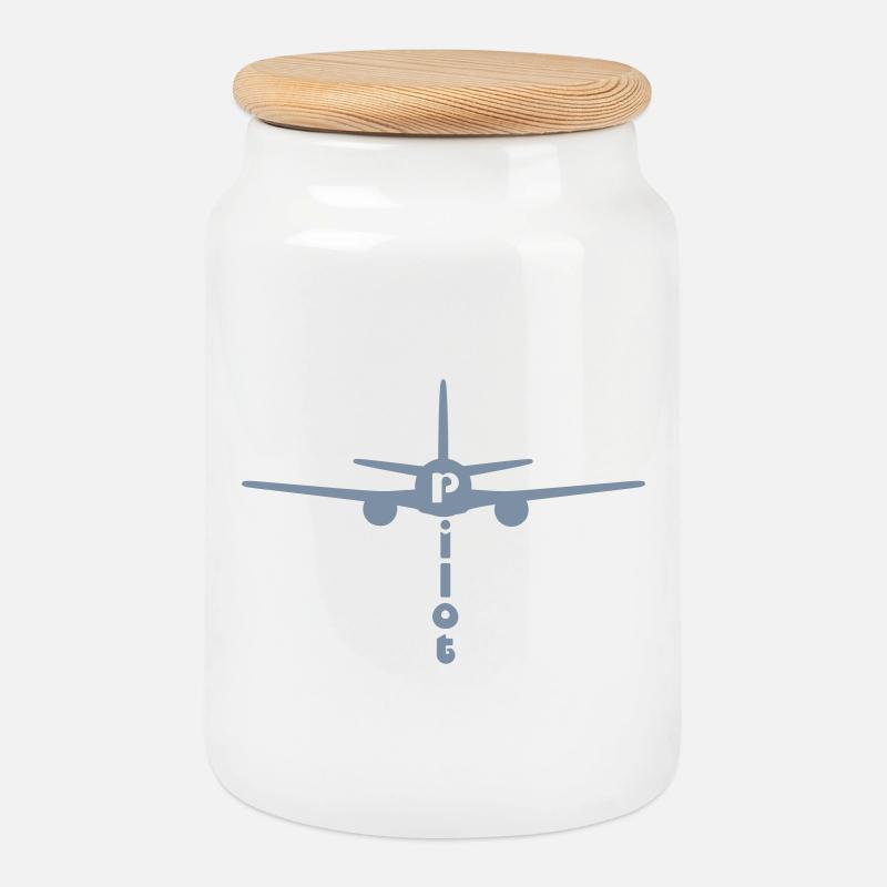 aviators - Cookie Jar with Wooden Lid - white