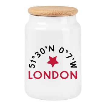 London - Keksdose mit Holzdeckel - Weiß - Vorne
