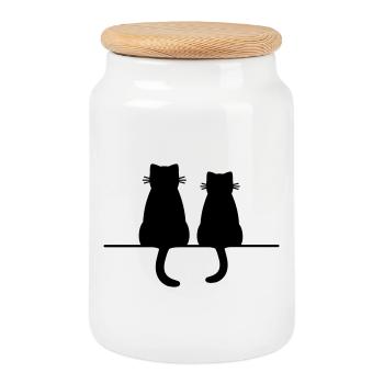 Cadeau d'amour d'amitié de chat de chats de chat - Boîte à biscuits avec couvercle en bois - blanc - Devant
