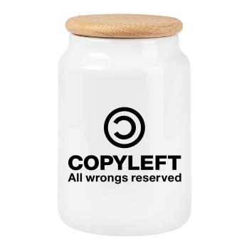 Copyleft Alle Unrecht vorbehalten - Keksdose mit Holzdeckel - Weiß - Vorne