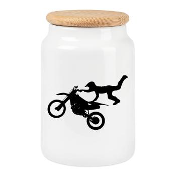 Saut des vélos - Boîte à biscuits avec couvercle en bois - blanc - Devant