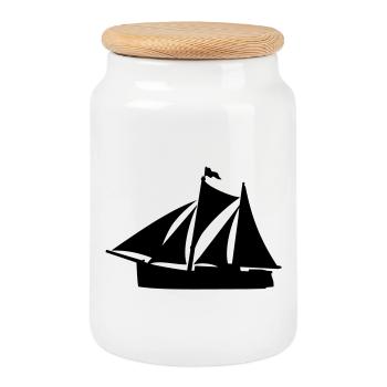 Deux maître - Boîte à biscuits avec couvercle en bois - blanc - Devant