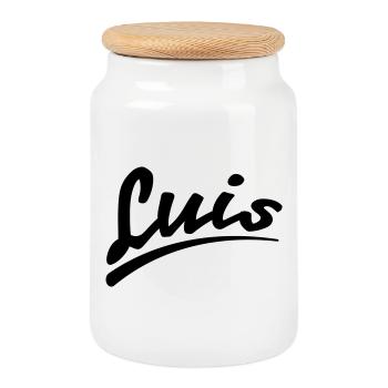 luis | Luis - Boîte à biscuits avec couvercle en bois - blanc - Devant
