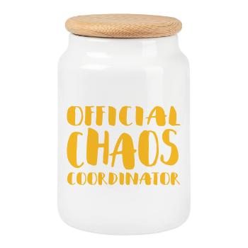 Offizieller Chaos Koordinator / Koordinator - Keksdose mit Holzdeckel - Weiß - Vorne