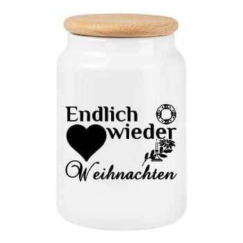 Weihnachten Winter Christmas Spruch Geschenk - Keksdose mit Holzdeckel - Weiß - Vorne