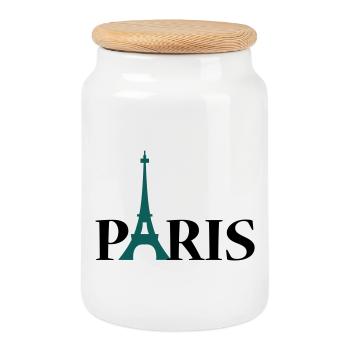 Paris Eiffeltoren / Eiffeltower / Tour Eiffel - Boîte à biscuits avec couvercle en bois - blanc - Devant