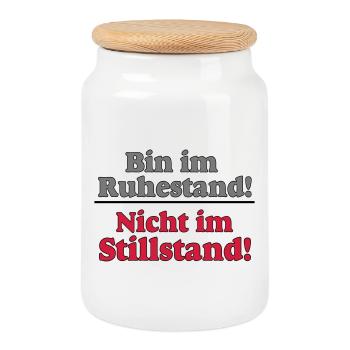 Rente Rentner Rentnerin Ruhestand stillstand..(25) - Keksdose mit Holzdeckel - Weiß - Vorne