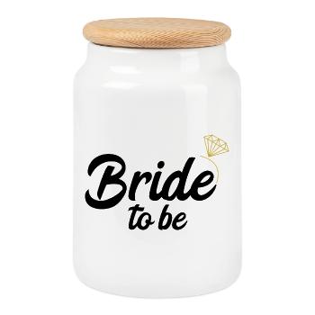 Bride To Be Bride I Bachelorette Party JGA - Cookie Jar with Wooden Lid - white - Front