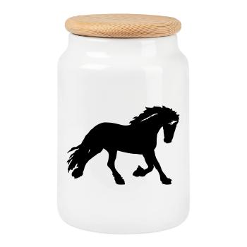 cheval - Boîte à biscuits avec couvercle en bois - blanc - Devant