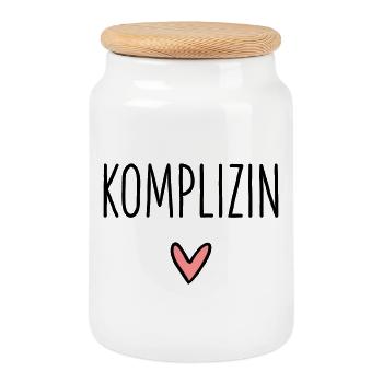 Komplizin Herz Geschenk Freundschaft Liebe - Keksdose mit Holzdeckel - Weiß - Vorne