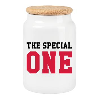 The Special One - Cookie Jar with Wooden Lid - white - Front