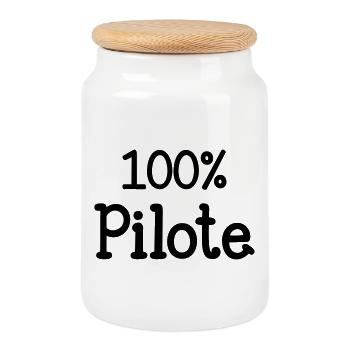 100% Pilote - Boîte à biscuits avec couvercle en bois - blanc - Devant