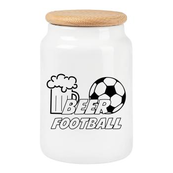 Beer Football - Keksdose mit Holzdeckel - Weiß - Vorne