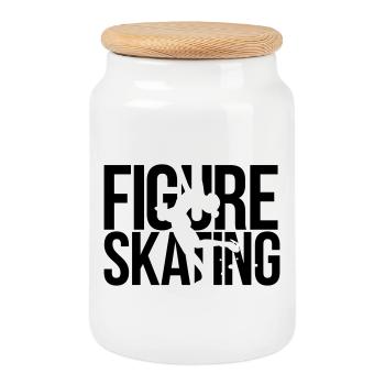 Eiskunstlauf - Keksdose mit Holzdeckel - Weiß - Vorne