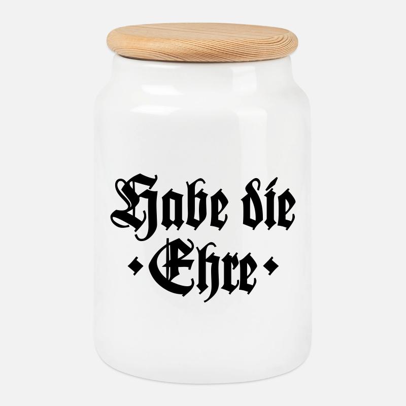 Habe die Ehre - Keksdose mit Holzdeckel - Weiß