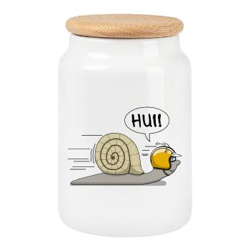 Escargot de course - l’original - Boîte à biscuits avec couvercle en bois - blanc - Devant