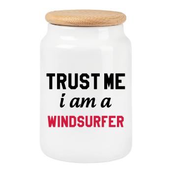 Planche à voile / Véliplanchiste / Windsurf / - Boîte à biscuits avec couvercle en bois - blanc - Devant