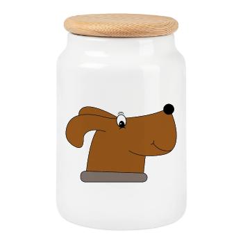 dog - Cookie Jar with Wooden Lid - white - Front