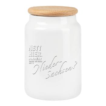 Nett hier. Aber waren Sie in NIEDERSACHSEN ? - Keksdose mit Holzdeckel - Weiß - Vorne