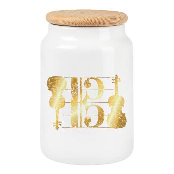 Alto Keys & Violas (Vintage Golden Yellow) Viola - Cookie Jar with Wooden Lid - white - Front