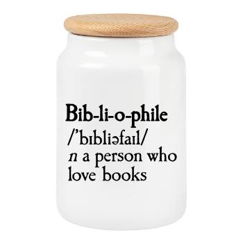 Bibliophile dictionary definition - Cookie Jar with Wooden Lid - white - Front