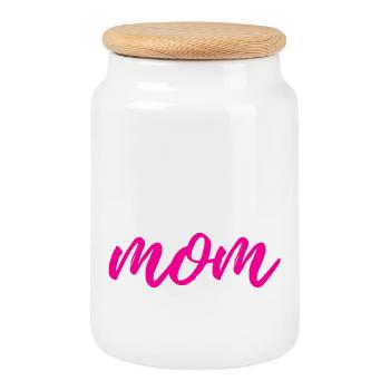 Maman de chien - Boîte à biscuits avec couvercle en bois - blanc - Devant