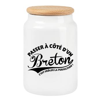 Breton Perfection - Boîte à biscuits avec couvercle en bois - blanc - Devant
