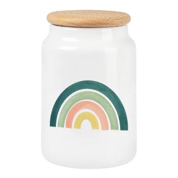 arc en ciel - Boîte à biscuits avec couvercle en bois - blanc - Devant
