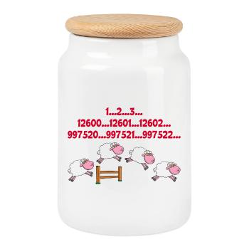 Compter les moutons - Boîte à biscuits avec couvercle en bois - blanc - Devant