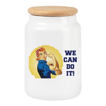 Rosie Kraft : On peut le faire en demi-ton - Boîte à biscuits avec couvercle en bois - blanc - Devant