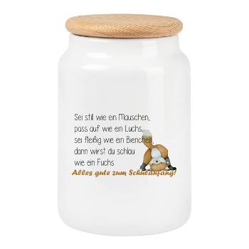 sei fleißig wie ein bienchen - Keksdose mit Holzdeckel - Weiß - Vorne