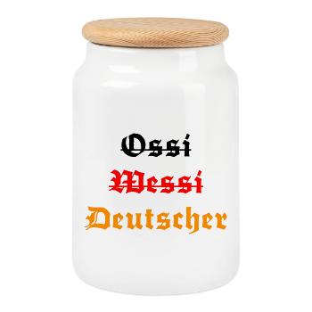 Ossi Wessi Mauer Weg Einheit Feiertag Deutschland - Keksdose mit Holzdeckel - Weiß - Vorne