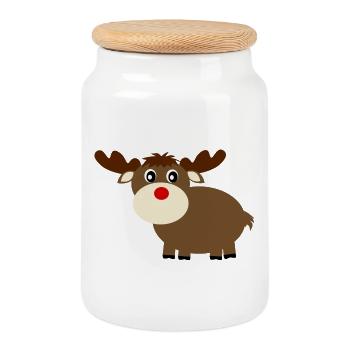 Elche Rennier Noël ugly christmas cadeau - Boîte à biscuits avec couvercle en bois - blanc - Devant