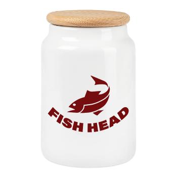 FISH HEAD - Keksdose mit Holzdeckel - Weiß - Vorne