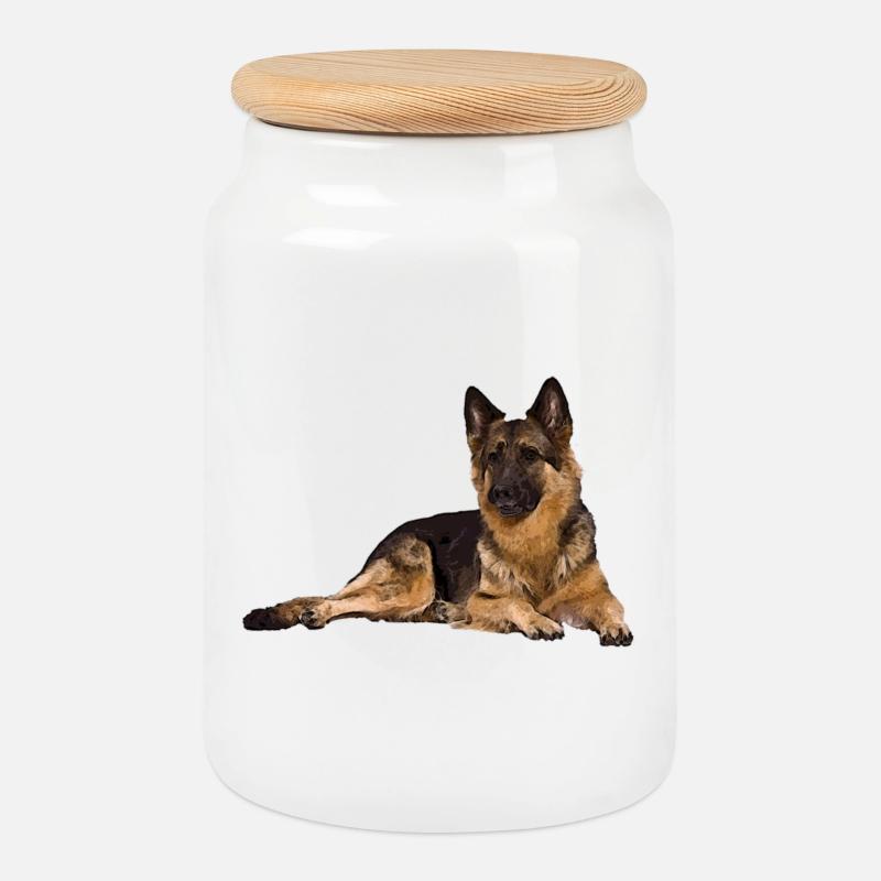 Deutscher Schäferhund - Keksdose mit Holzdeckel - Weiß