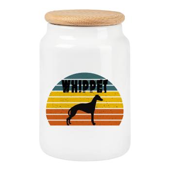 whippet Silhouette' Cool Dog Whippet Whippet Whippet Silhouette ' Cool Dog Whippet Whippet Whippet Silhouette ' Cool Dog - Boîte à biscuits avec couvercle en bois - blanc - Devant
