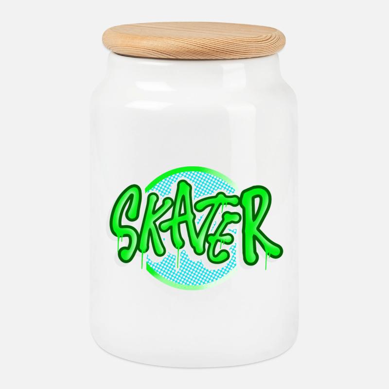 Skater - Keksdose mit Holzdeckel - Weiß