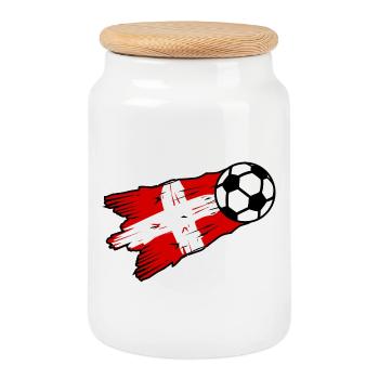 Swiss football - Cookie Jar with Wooden Lid - white - Front