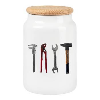Pince marteau Craftsman pour illustration d’outils - Boîte à biscuits avec couvercle en bois - blanc - Devant