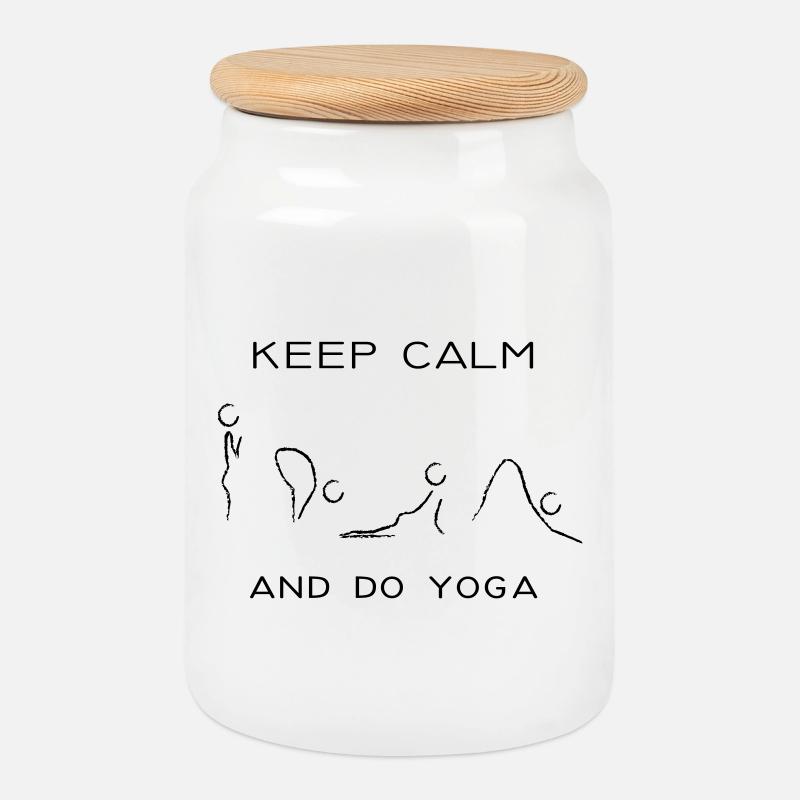 keep calm and do yoga - Cookie Jar with Wooden Lid - white