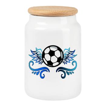 FOOTBALL WING FOOTBALLER FOOTBALL FOOTBALL CLUB - Cookie Jar with Wooden Lid - white - Front
