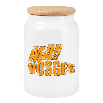 Man vs Vosges sauvage - Boîte à biscuits avec couvercle en bois - blanc - Devant