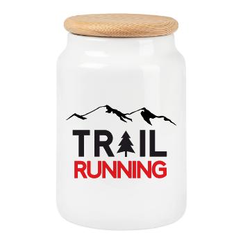 Trailrunning - Keksdose mit Holzdeckel - Weiß - Vorne