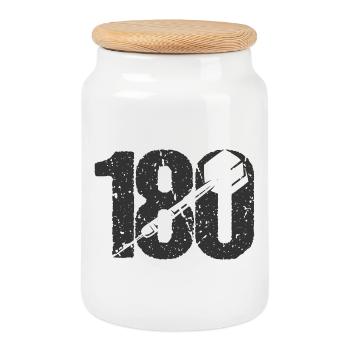 DART DARTS 180 ONEHUNDREDANDEIGHTY DARTS PLAYER - Cookie Jar with Wooden Lid - white - Front