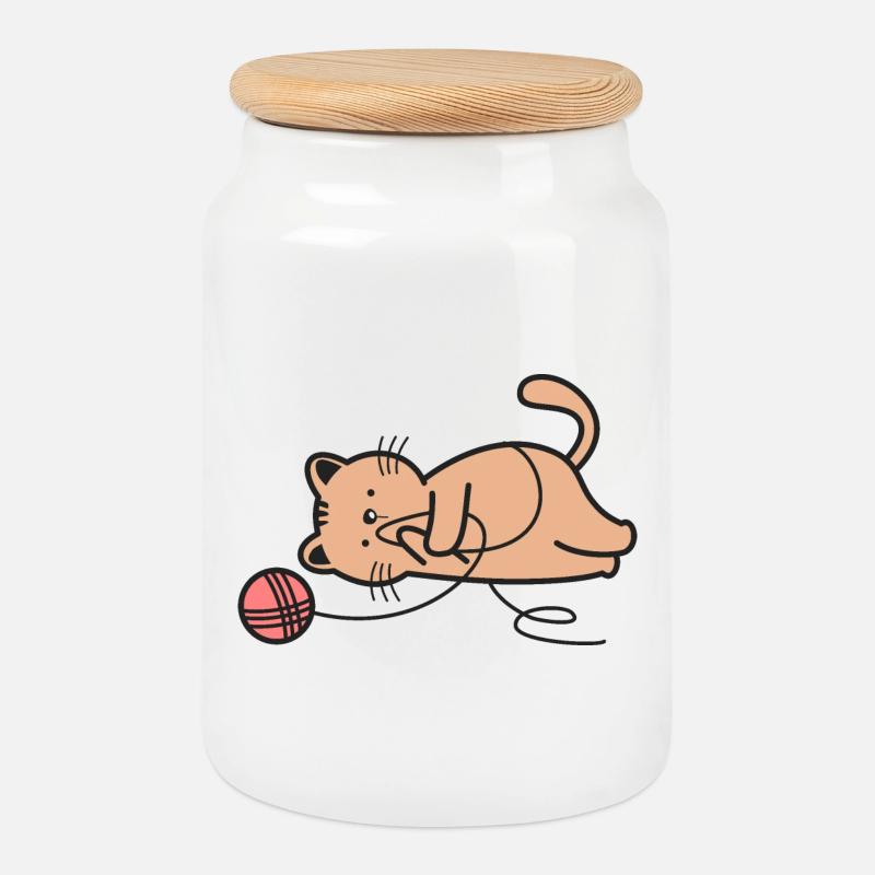 Katze Katzen - Keksdose mit Holzdeckel - Weiß