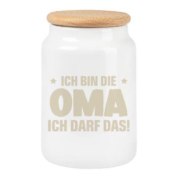 Oma - Keksdose mit Holzdeckel - Weiß - Vorne